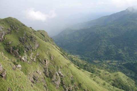 Grassy mountain ridge above the Ella valley in the Sri Lankan hill country